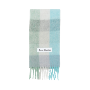 Acne Studios Mohair Check Muffler Turquoise Grey Mint Green
