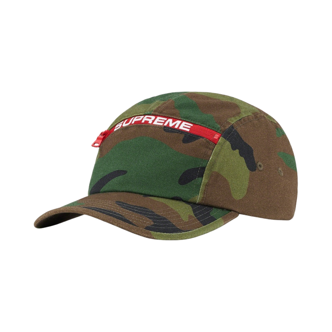 슈프림 탑 집 캠프캡 우드랜드 카모 - 21FW