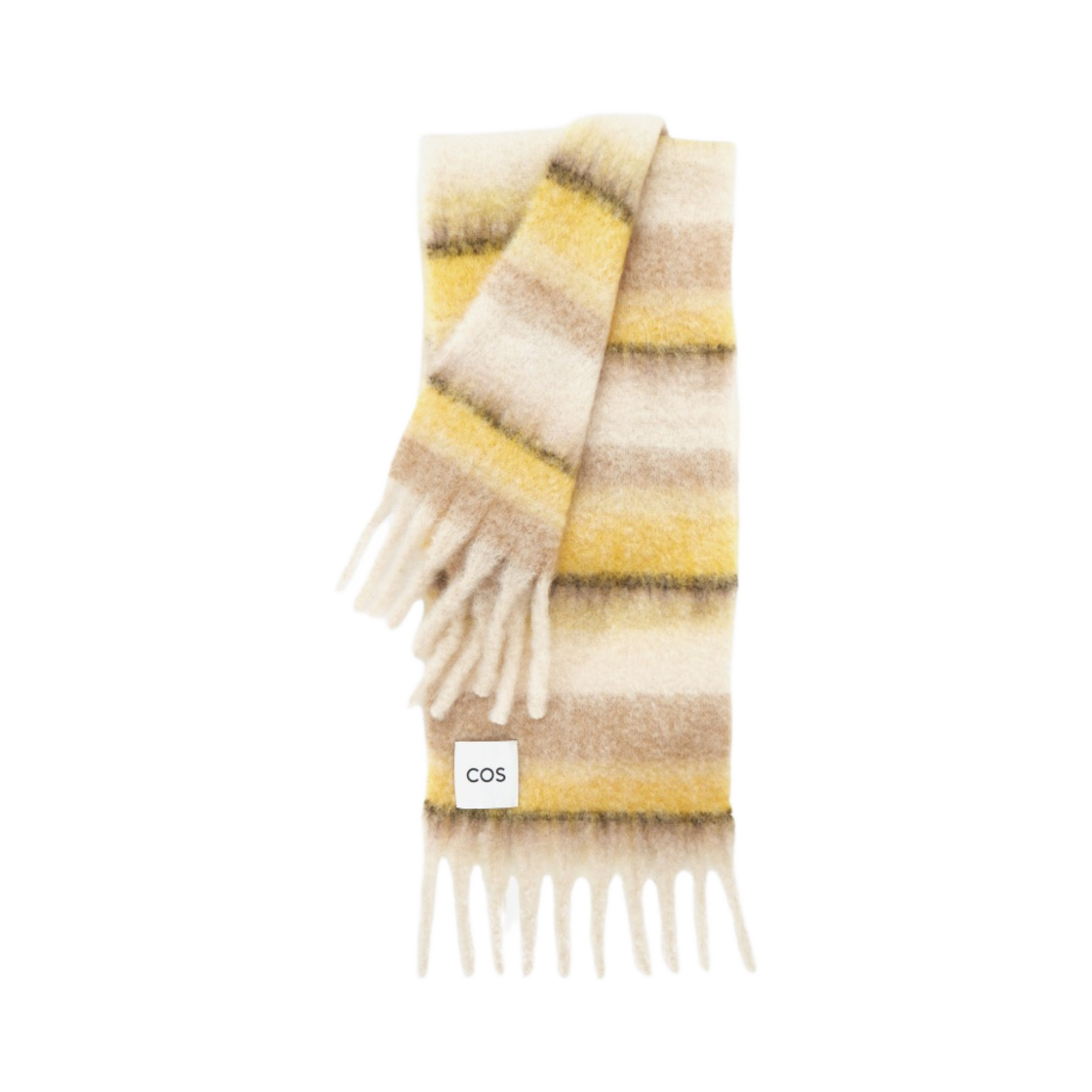 코스 오버사이즈 모헤어 블렌드 머플러 브라운 옐로우 스트라이프(COS Oversized Mohair Blend Muffler Brown Yellow Striped)