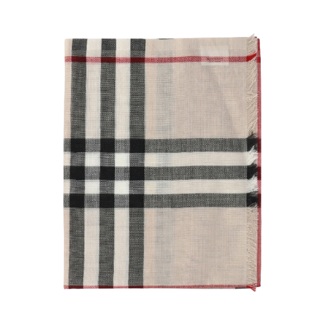 8078782 Burberry Check Wool Silk Scarf Beige