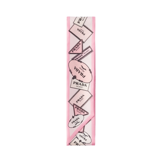 Prada Printed Silk Twill Skinny Scarf Pink