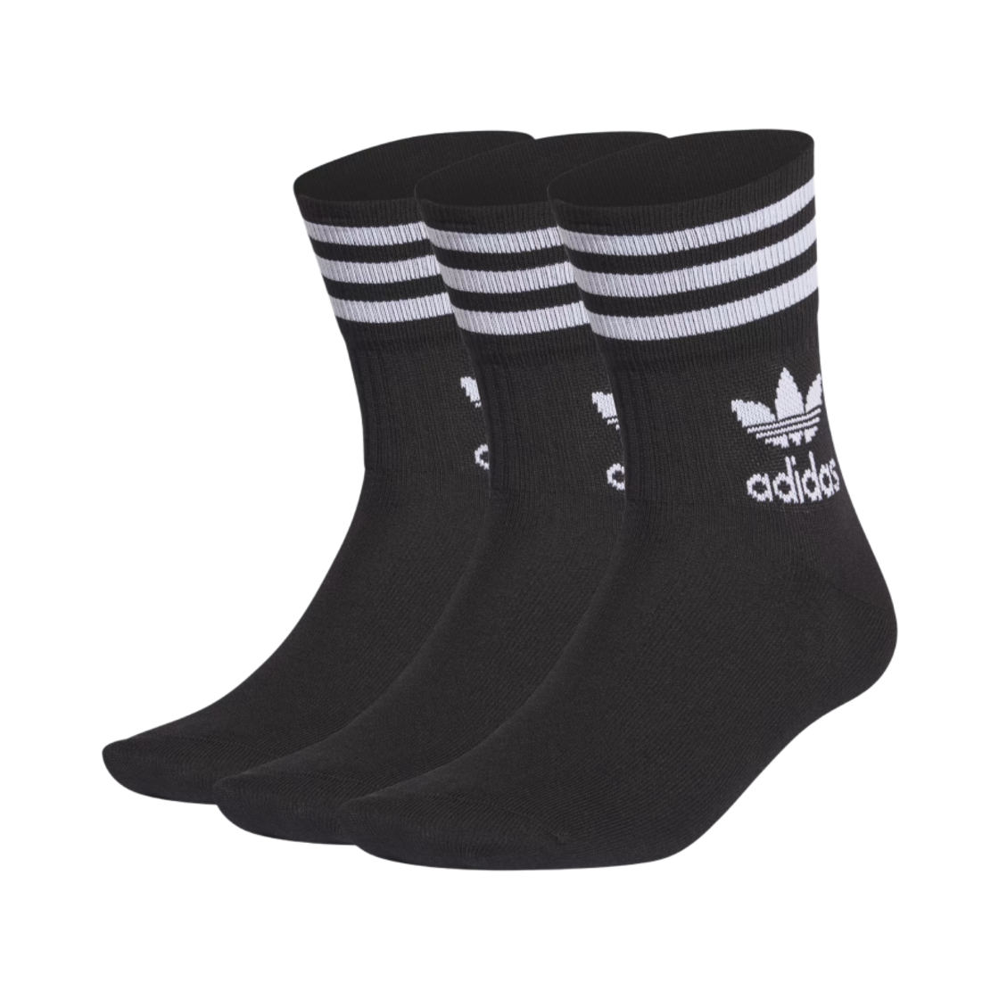 아디다스 미드 컷 크루 삭스 블랙 화이트 (3개입)(Adidas Mid Cut Crew Socks Black White (3 Pack)) - 1