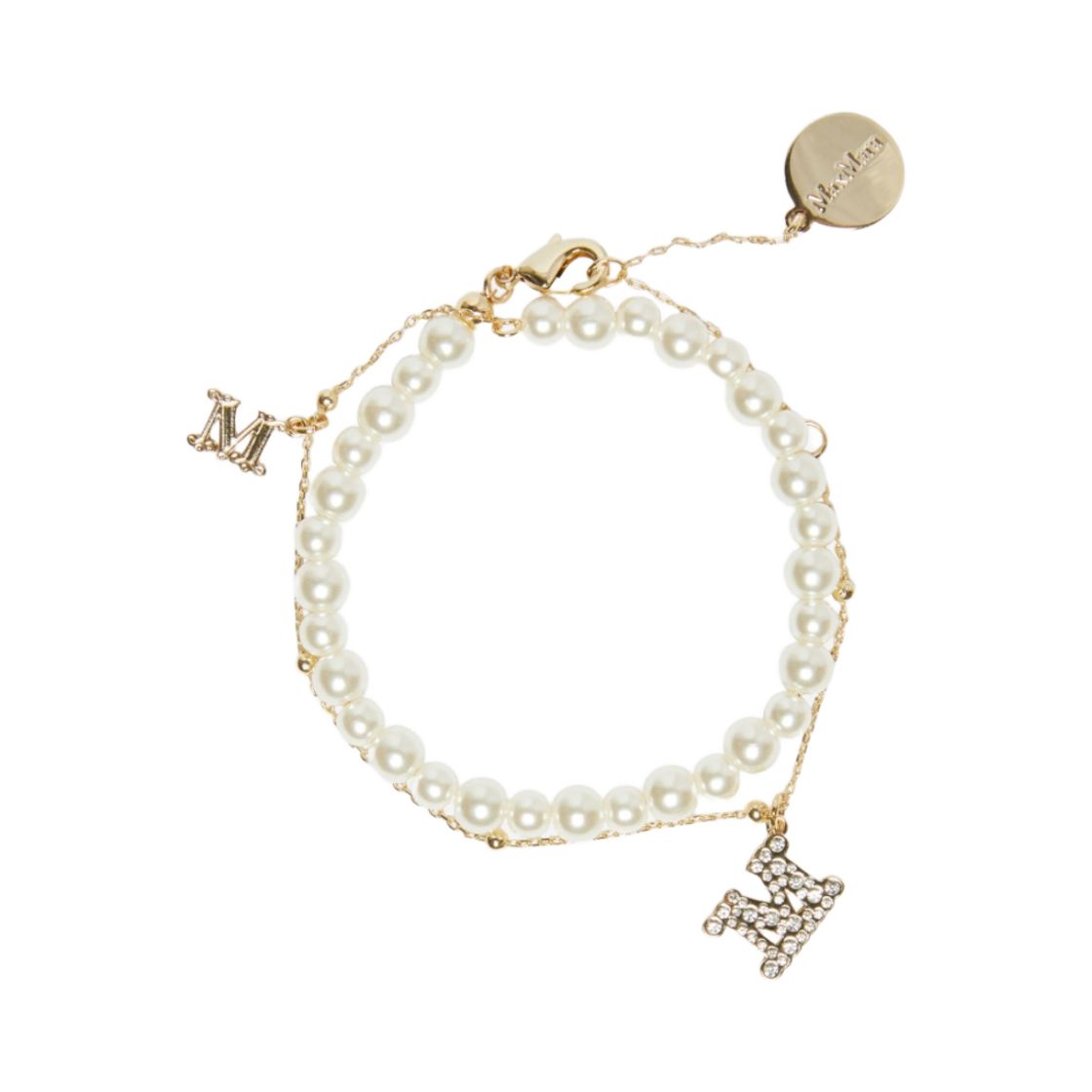 (W) 막스마라 브레이슬티 펄 참 브레이슬릿 골드((W) Max Mara Bracelety Charm Bracelet with Pearls Gold) - 1