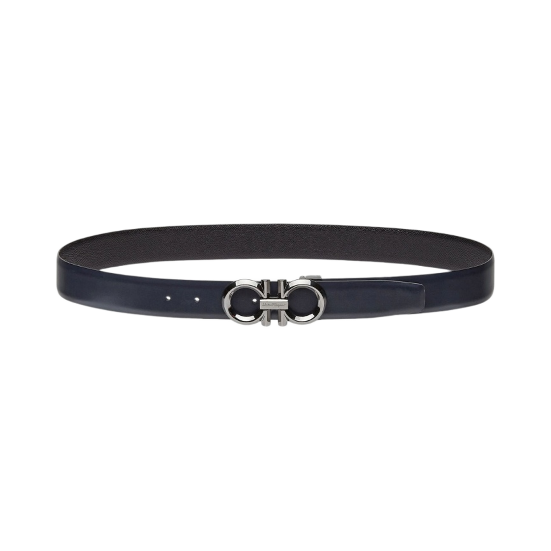 페라가모 리버시블 어드저스터블 간치니 벨트 블랙 네이비 블루(Ferragamo Reversible and Adjustable Gancini Belt Black Navy Blue) - 2