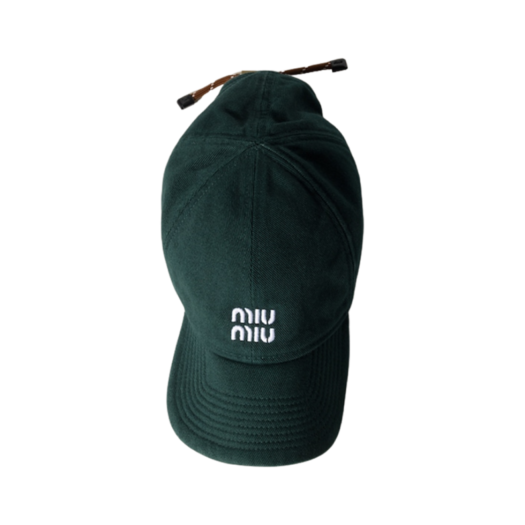 (W) Miu Miu Denim Baseball Cap Tobacco Emerald