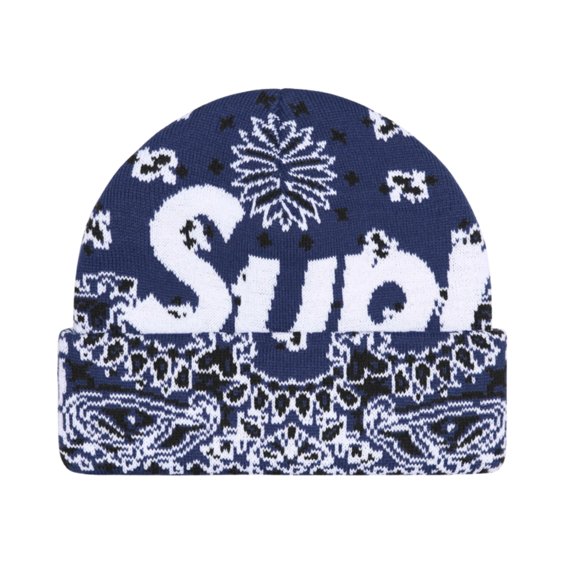 슈프림 빅 로고 비니 네이비 반다나 - 24FW(Supreme Big Logo Beanie Navy Bandana - 24FW)