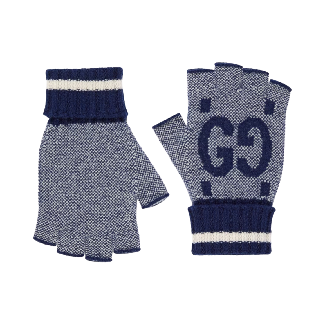 구찌 GG 캐시미어 핑거리스 글러브 네이비 아이보리(Gucci GG Cashmere Fingerless Gloves Navy Ivory) - 1