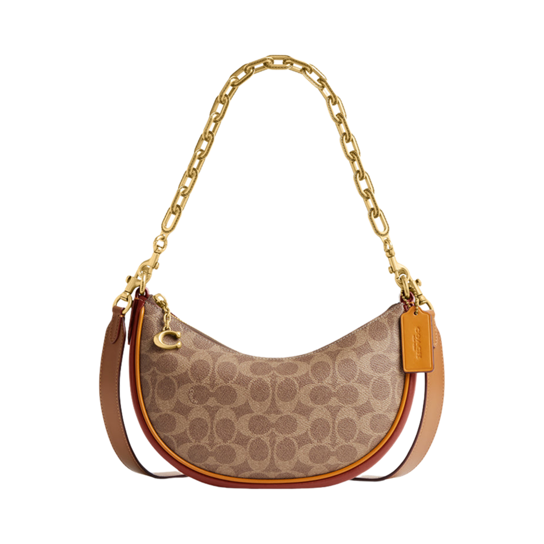 코치 시그니쳐 캔버스 미라 숄더백 탄 러스트