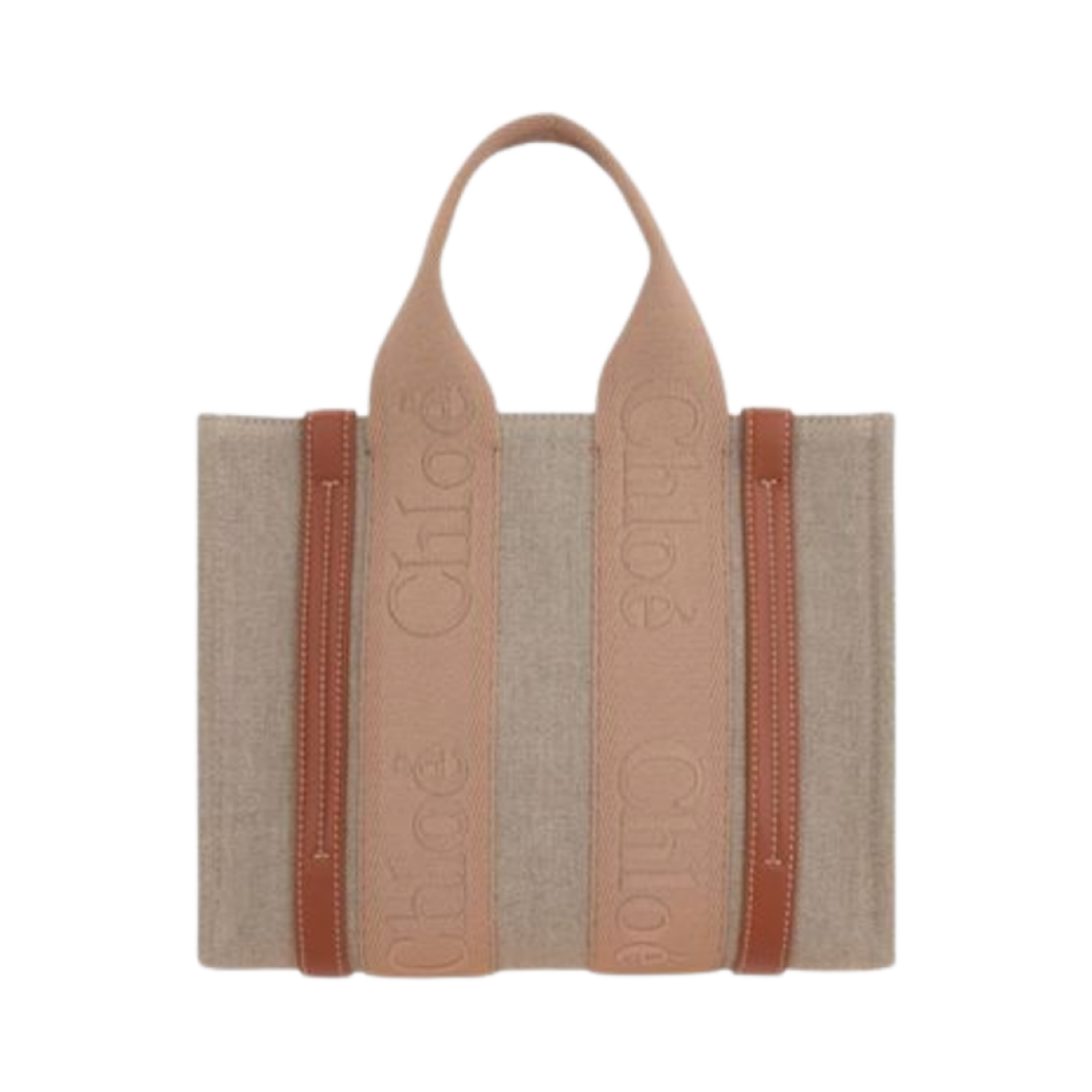 끌로에 린넨 스몰 우디 토트백 소프트 탄(Chloe Small Woody Tote Bag in Linen Soft Tan) - 1