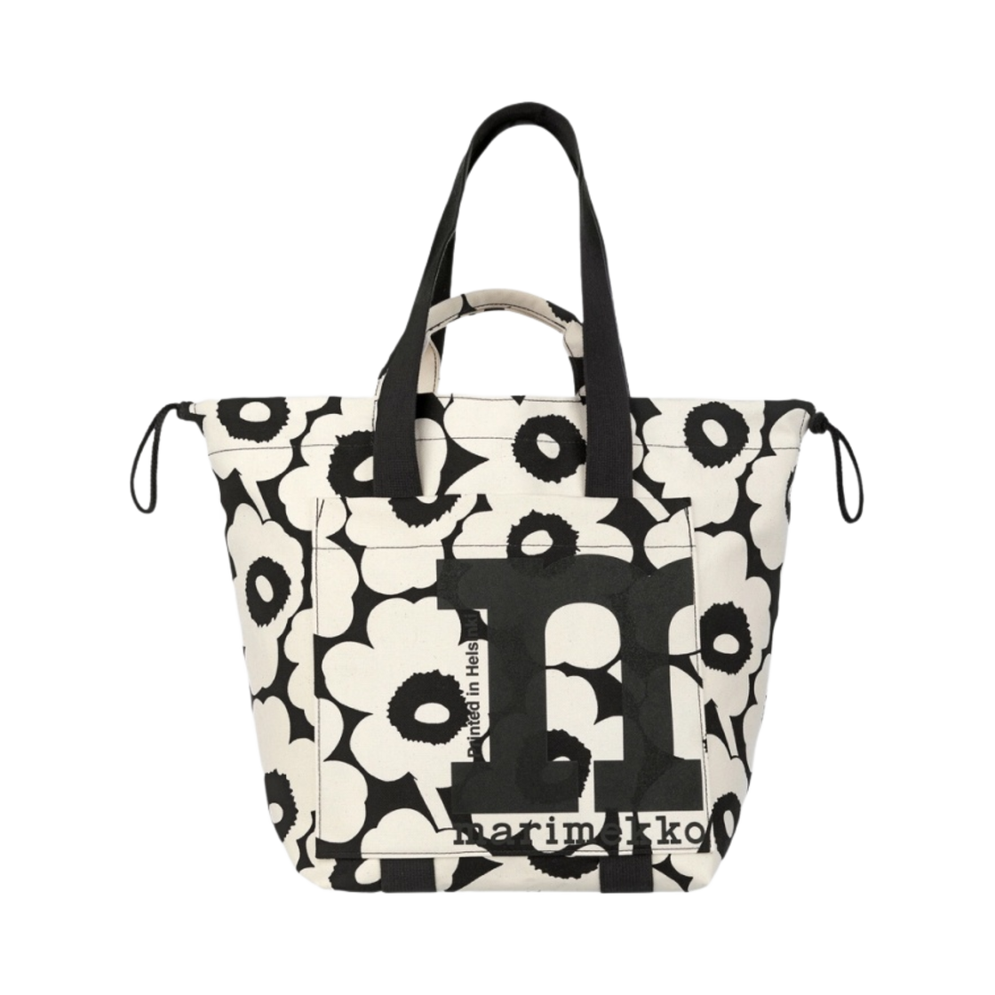 092196-908 Marimekko Mono City Tote Bag Unikko Cotton Black