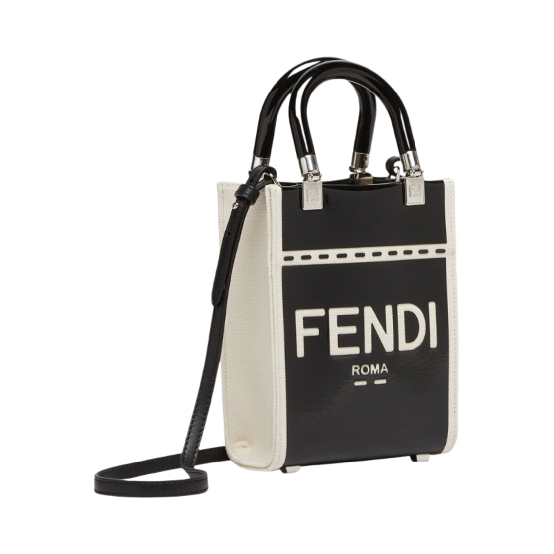 펜디 미니 선샤인 쇼퍼 페이턴트 레더 캔버스 백 블랙(Fendi Mini Sunshine Shopper Patent Leather Canvas Bag Black) - 2