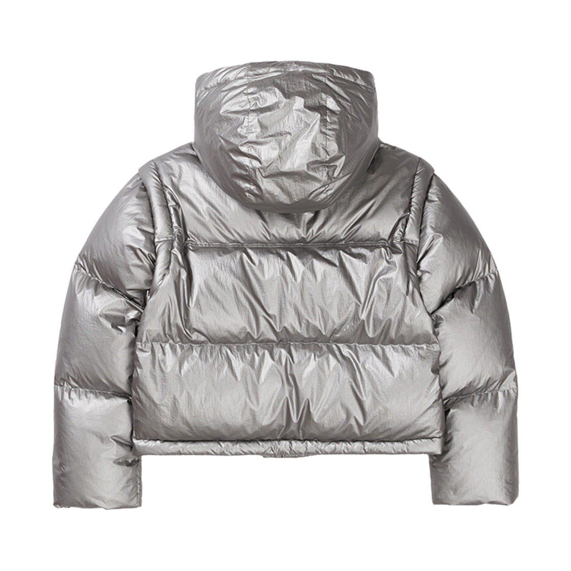 (W) 스노우 피크 글로시 후드 디테처블 퍼퍼 다운 자켓 실버((W) Snow Peak Glossy Hooded Detachable Puffer Down Jacket Silver) - 2