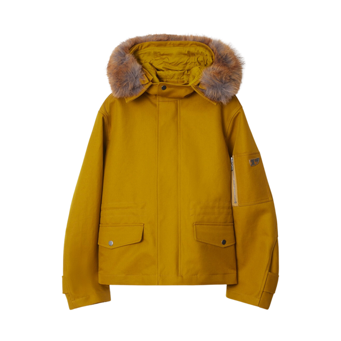 8095258 (W) Burberry Short Faux Fur Trim Cotton Parka Teak