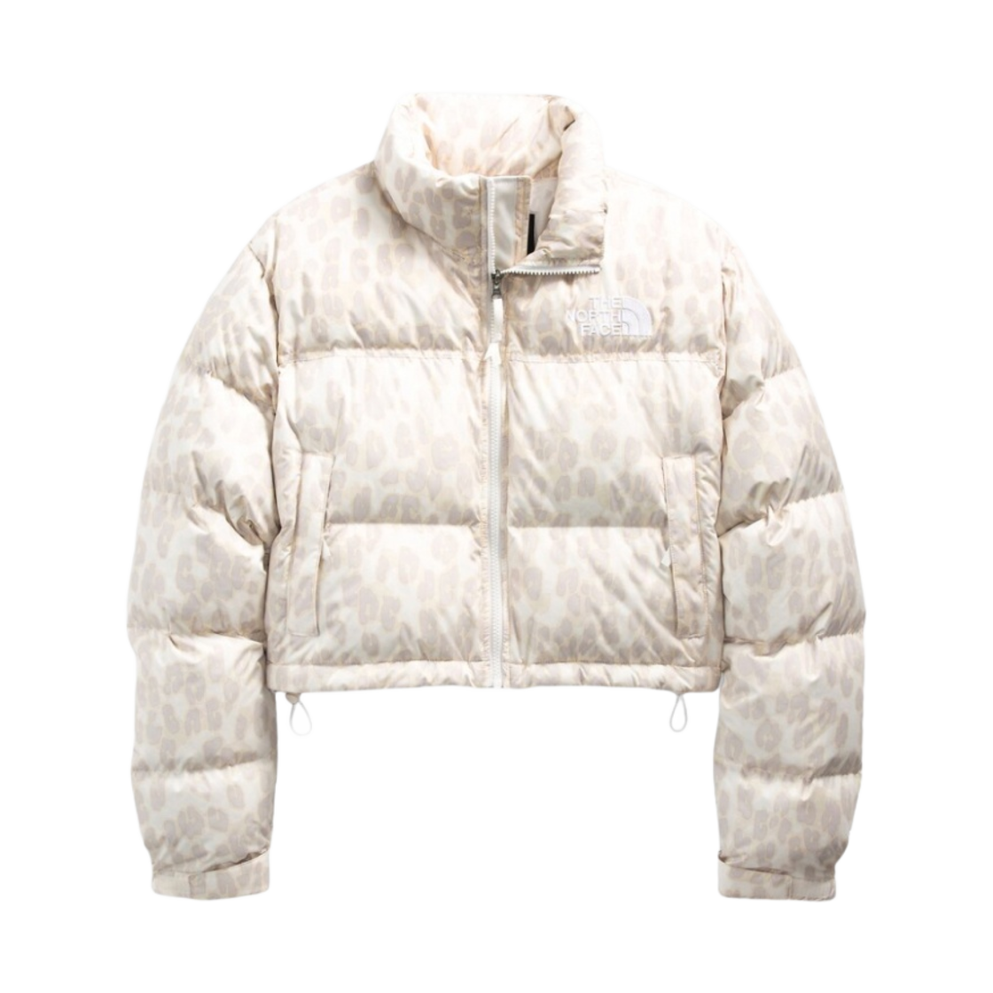 (W) 노스페이스 프린트 눕시 숏 자켓 실버 그레이 레오파드 프린트