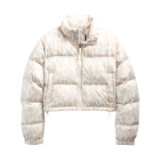 (W) The North Face Print Nuptse Short Jacket Silver Grey Leopard Print