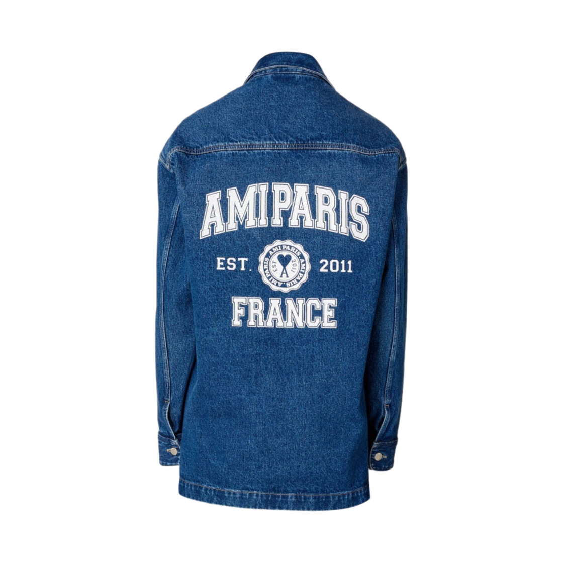 아미 파리 프린트 오버셔츠 유즈드 블루(AMI Paris Print Overshirt Used Blue) - 2