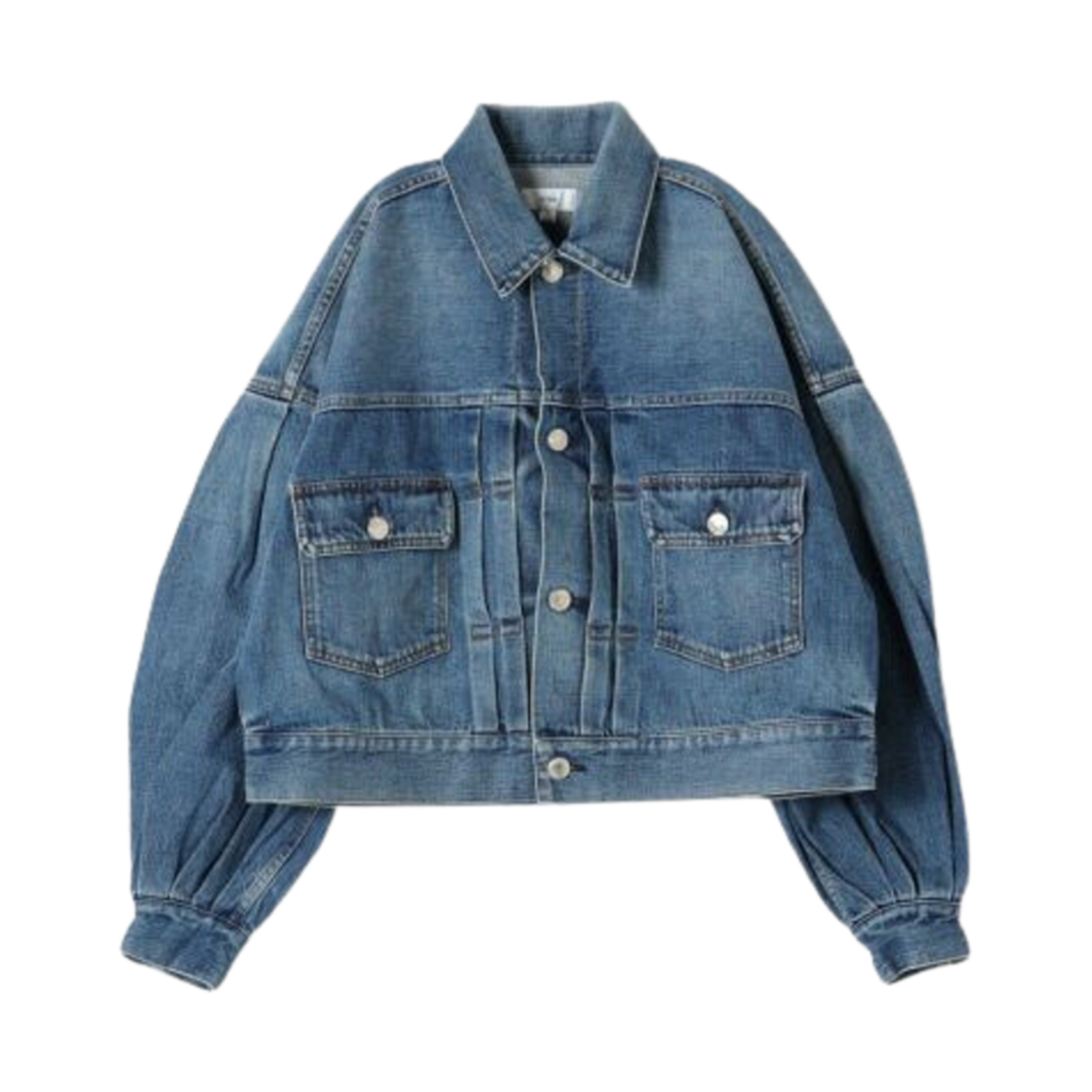 (W) 하이크 벌룬 슬리브 데님 자켓/타입2 유즈드 워시((W) Hyke Balloon Sleeve Denim Jacket/Type2 Used Wash)