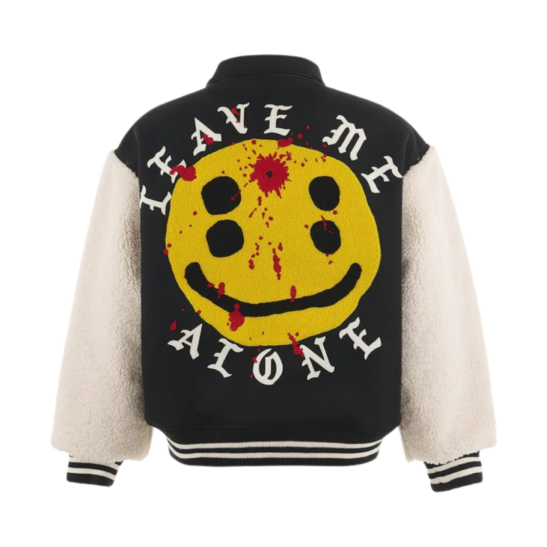 YS1-0000-C08 Saint Mxxxxxx x Cactus Plant Flea Market Leave Me Alone Varsity Jacket Black - 24AW