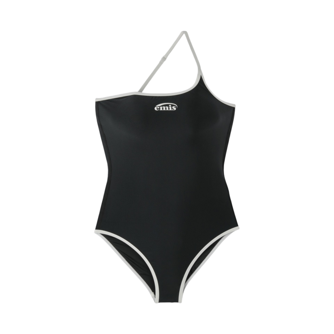 (W) 이미스 로고 원 숄더 스윔수트 블랙((W) Emis Logo One Shoulder Swimsuit Black)