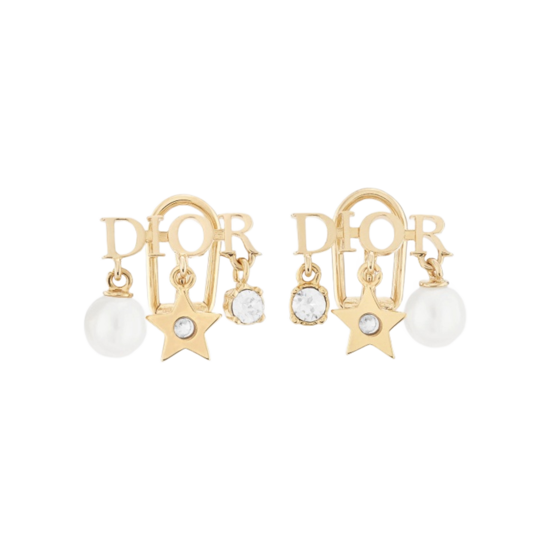 E1680DVORS-D301 (W) Dior Dio(r)evolution Clip-On Earrings Gold Finish Metal White Resin Pearls White Crystals - 대표 이미지 #1