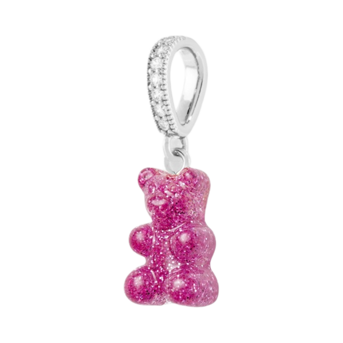 - Crystal Haze Nostalgia Bear with Pave Connector Silver Magenta