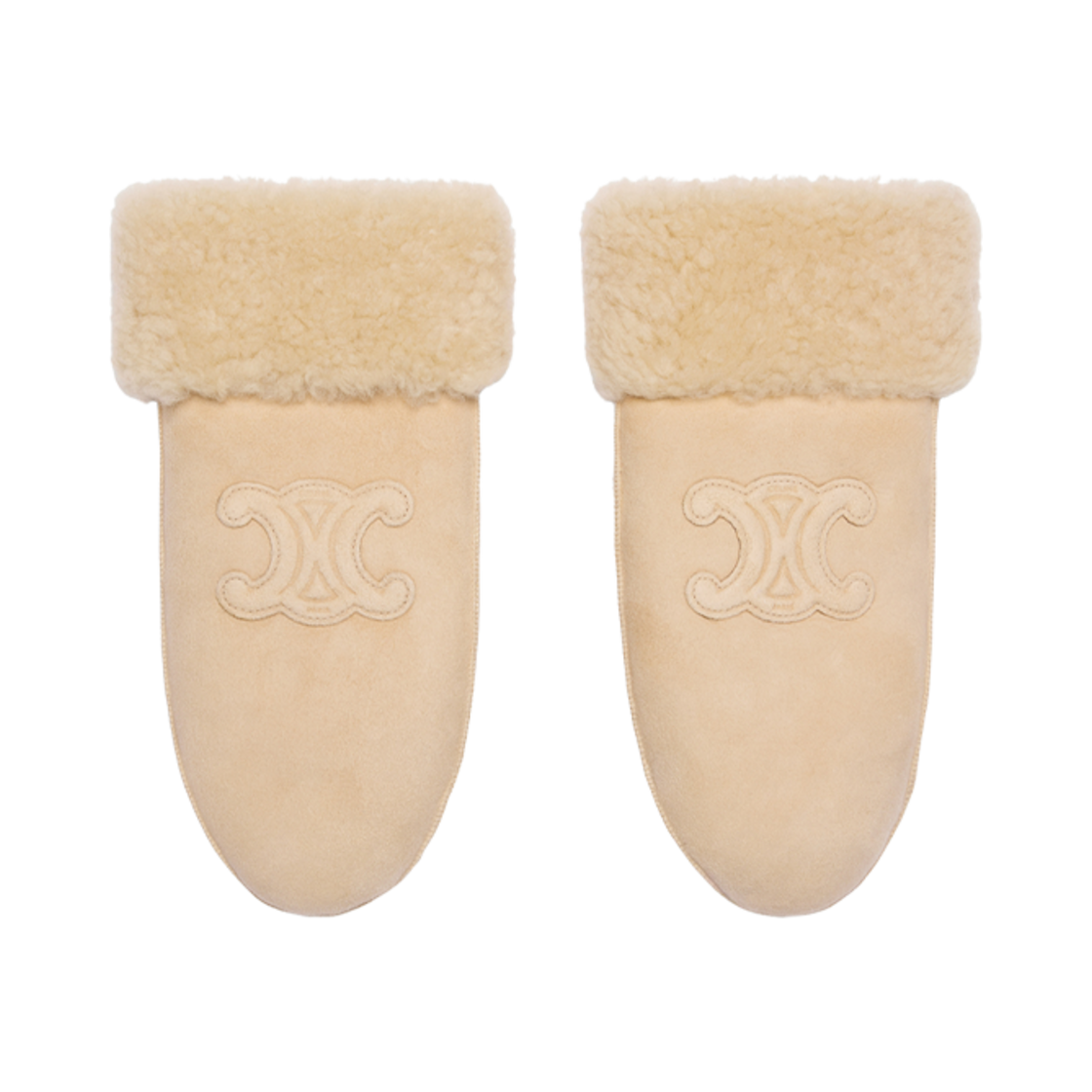 2AZ15624Z-01VA (W) Celine Triomphe Mittens in Shearling Vanilla