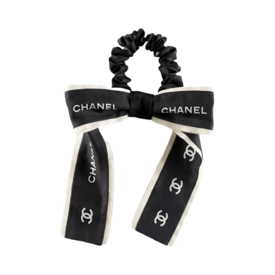 AA8356-B08578-NJ082 (W) Chanel Hair Accessory Silk Twill & Black Ecru
