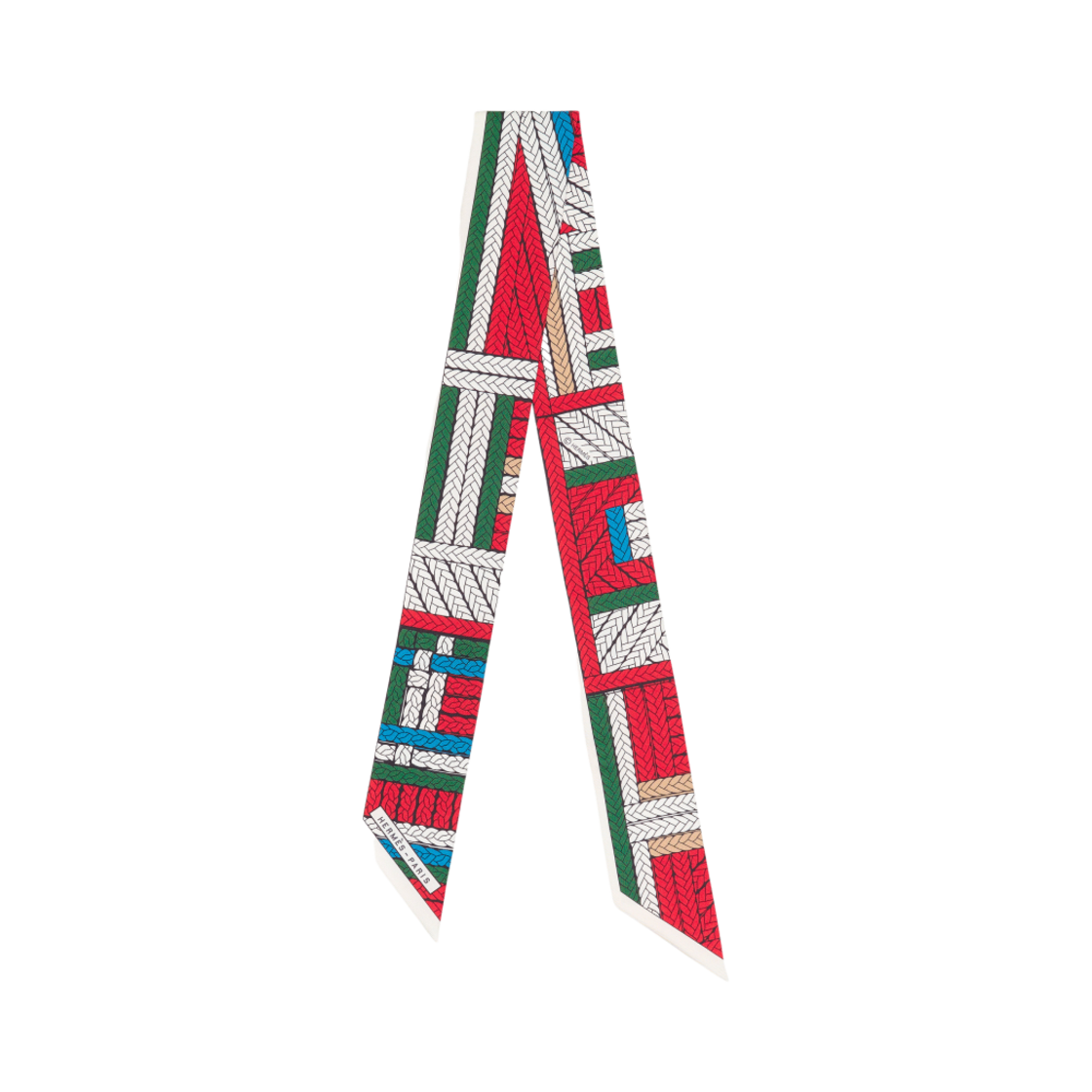 (W) 에르메스 트레스 H 트윌리 루즈 블랑 베르((W) Hermes Tresses H Twilly Rouge Blanc Vert) - 1