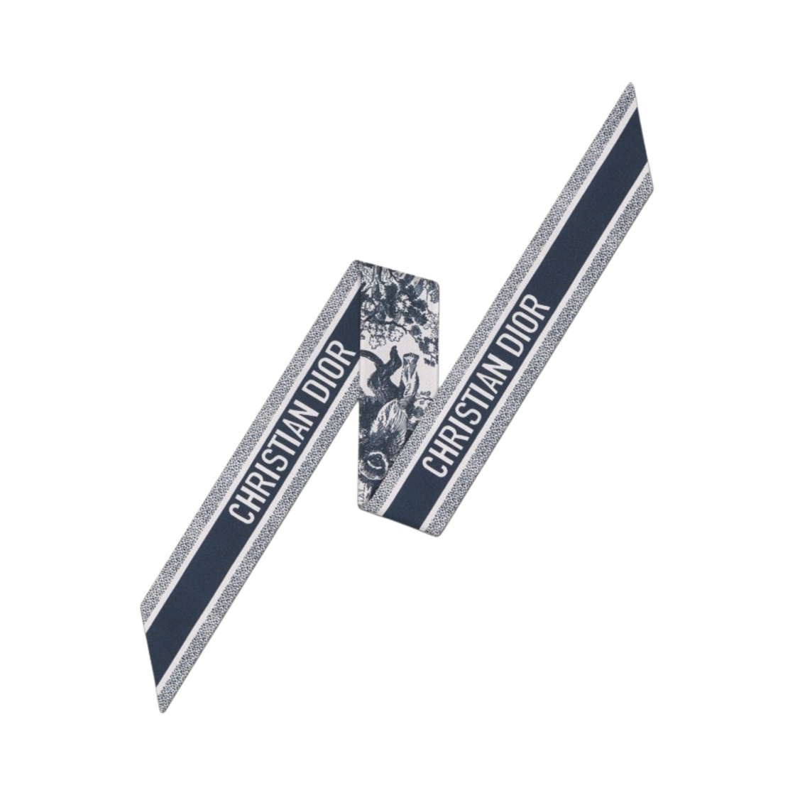 15JOU106I602-C545 (W) Dior Toile de Jouy Sauvage Mitzah Scarf Silk Twill Ivory Navy Blue