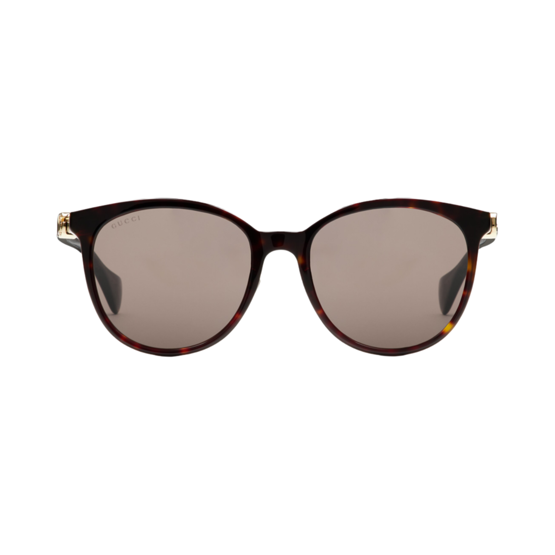 797780-J0740-2323 (W) Gucci Specialized Fit Round Sunglasses Shiny Dark Tortoiseshell