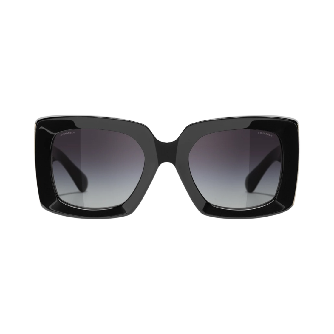 샤넬 렉탱글 선글라스 아세테이트 & 블랙 골드 프레임 그레이 그라데이션 렌즈 아시안 핏(Chanel Rectangle Sunglasses Acetate & Black Gold Frame Grey Gradient Lenses Asian Fit) - 1