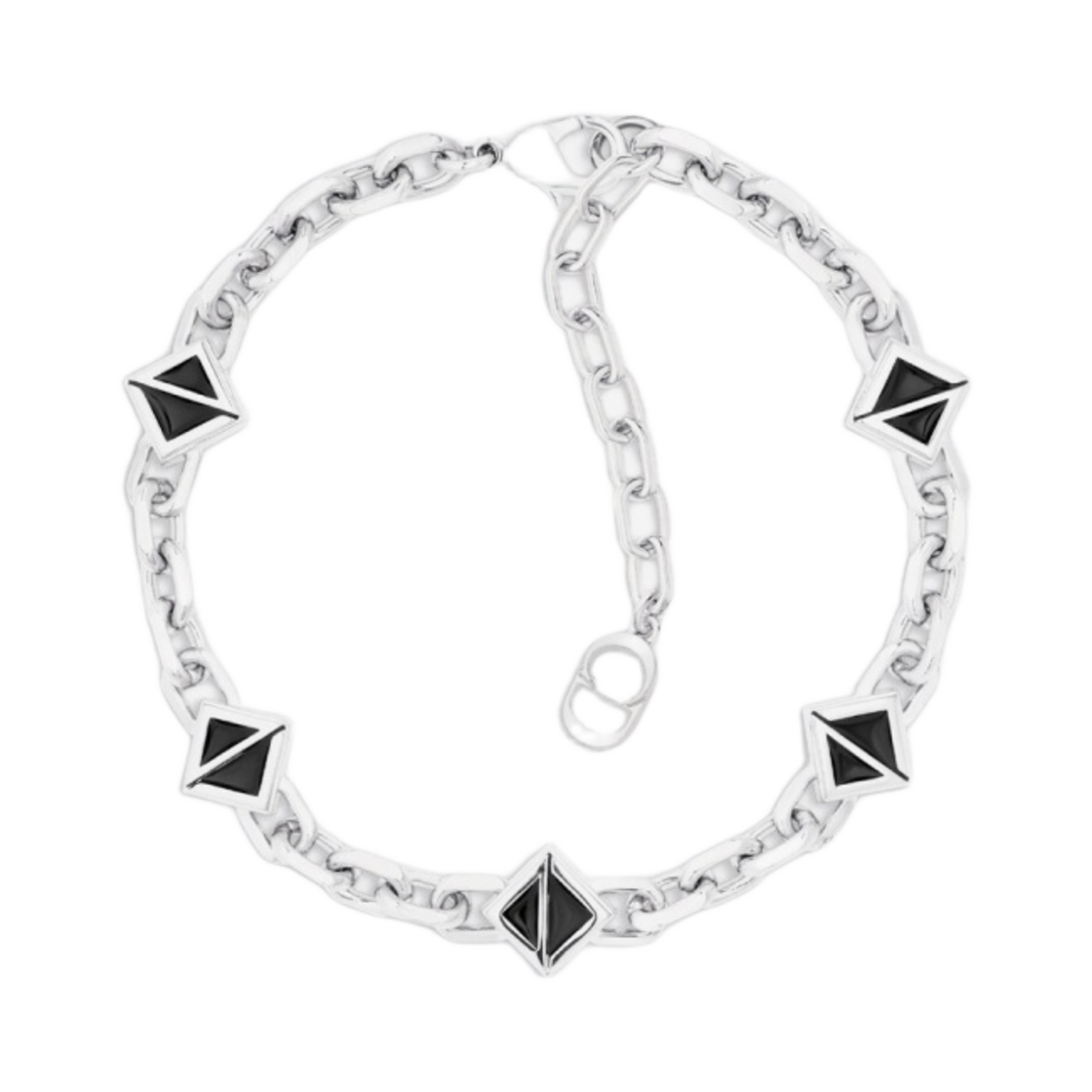 디올 CD 다이아몬드 씬 체인 링크 브레이슬릿 실버 피니쉬 브래스 블랙 레진(Dior CD Diamond Thin Chain Link Bracelet Silver Finish Brass Black Resin) - 1