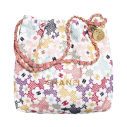 Chanel 22 Small Handbag Lace Patchwork & Gold Multicolor