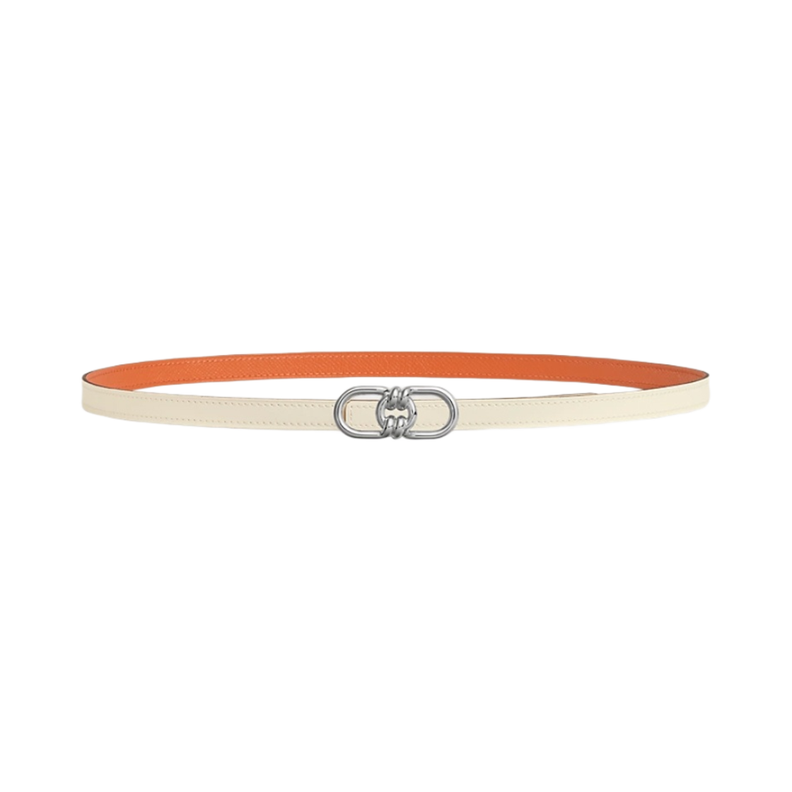 (W) 에르메스 쁠레성쓰 벨트 버클 & 리버서블 가죽 스트랩 13mm & 실버 나타 오랑쥬((W) Hermes Plaisance Belt Buckle & Reversible Leather Strap 13mm & Silver Nata Orange) - 1