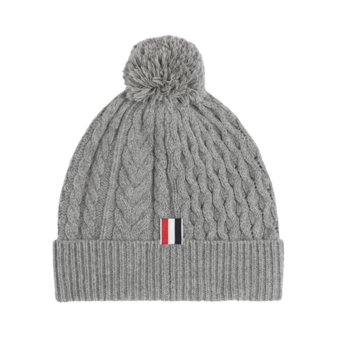 톰브라운 메리노 아란 케이블 스트라이프 폼폼 햇 라이트 그레이(Thom Browne Merino Aran Cable Stripe Pom Pom Hat Light Grey) - 2