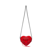 Balenciaga Arena Lambskin Aged Silver Hardware Le Cagole Mini Heart Bag Red