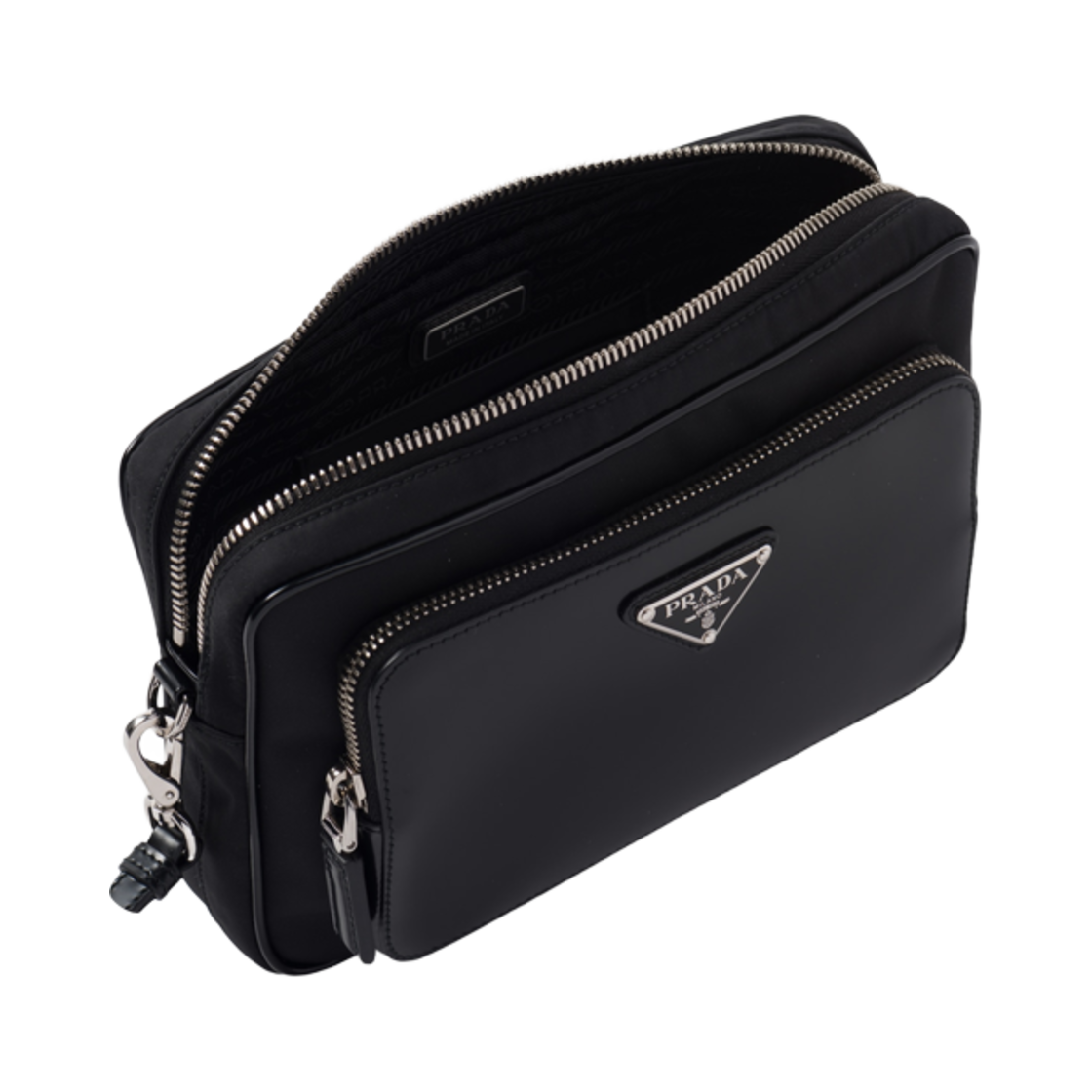 프라다 리나일론 브러쉬드 레더 파우치 블랙(Prada Re-Nylon Brushed Leather Pouch Black) - 4