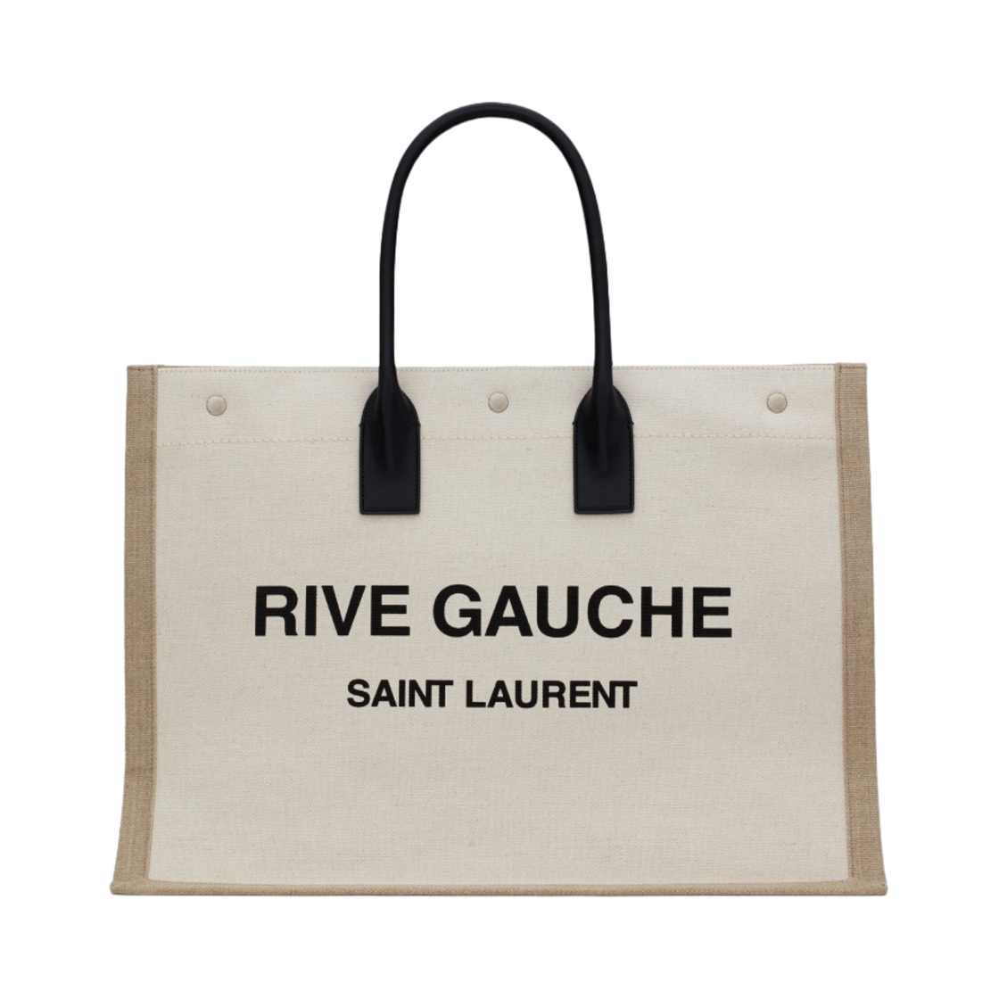 생로랑 리넨 앤 레더 리브 고쉬 토트백 화이트 리넨