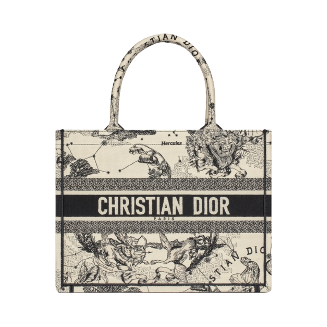 디올 미디움 디올 북 토트백 라떼 블랙 디올 조디악 자수(Dior Medium Dior Book Tote Latte Black Dior Zodiac Embroidery) - 1