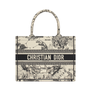 Dior Medium Dior Book Tote Latte Black Dior Zodiac Embroidery
