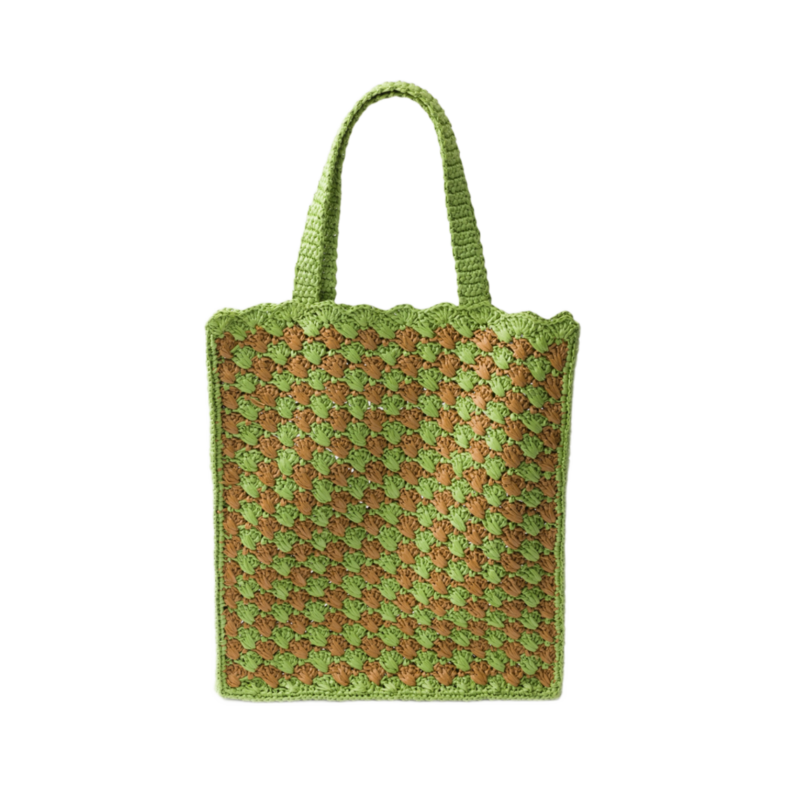 프라다 크로쉐 토트백 론 그린 카라멜(Prada Crochet Tote Bag Lawn Green Caramel) - 3