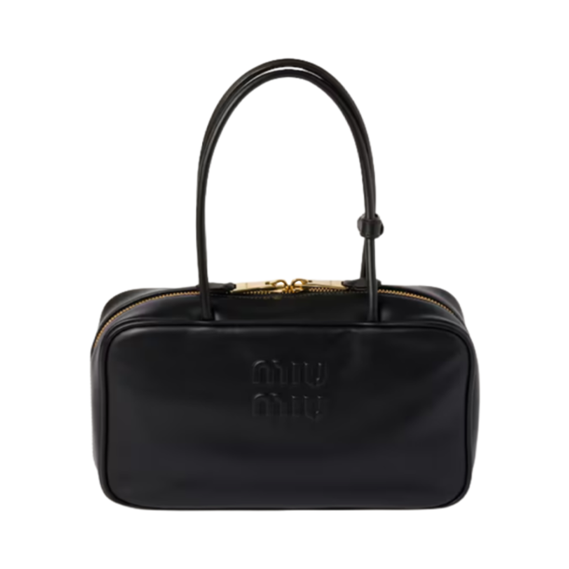 5BB172-2CRW-F0002-OOO Miu Miu Beau Leather Top-Handle Bag Black