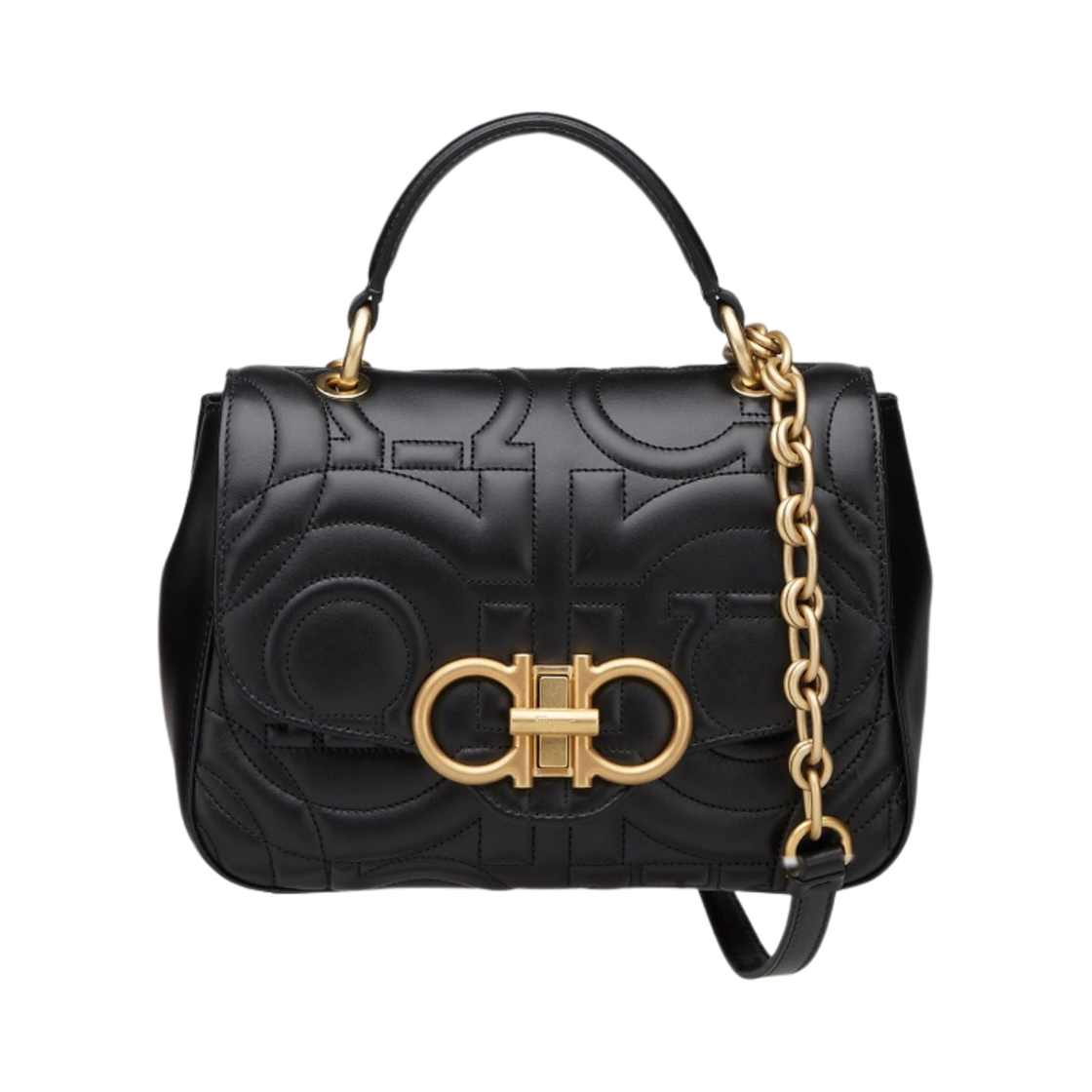 페라가모 스몰 퀼티드 간치니 핸드백 블랙(Ferragamo Small Quilted Gancini Handbag Black) - 1