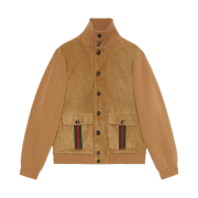 Gucci Suede Bomber Jacket with Web Camel