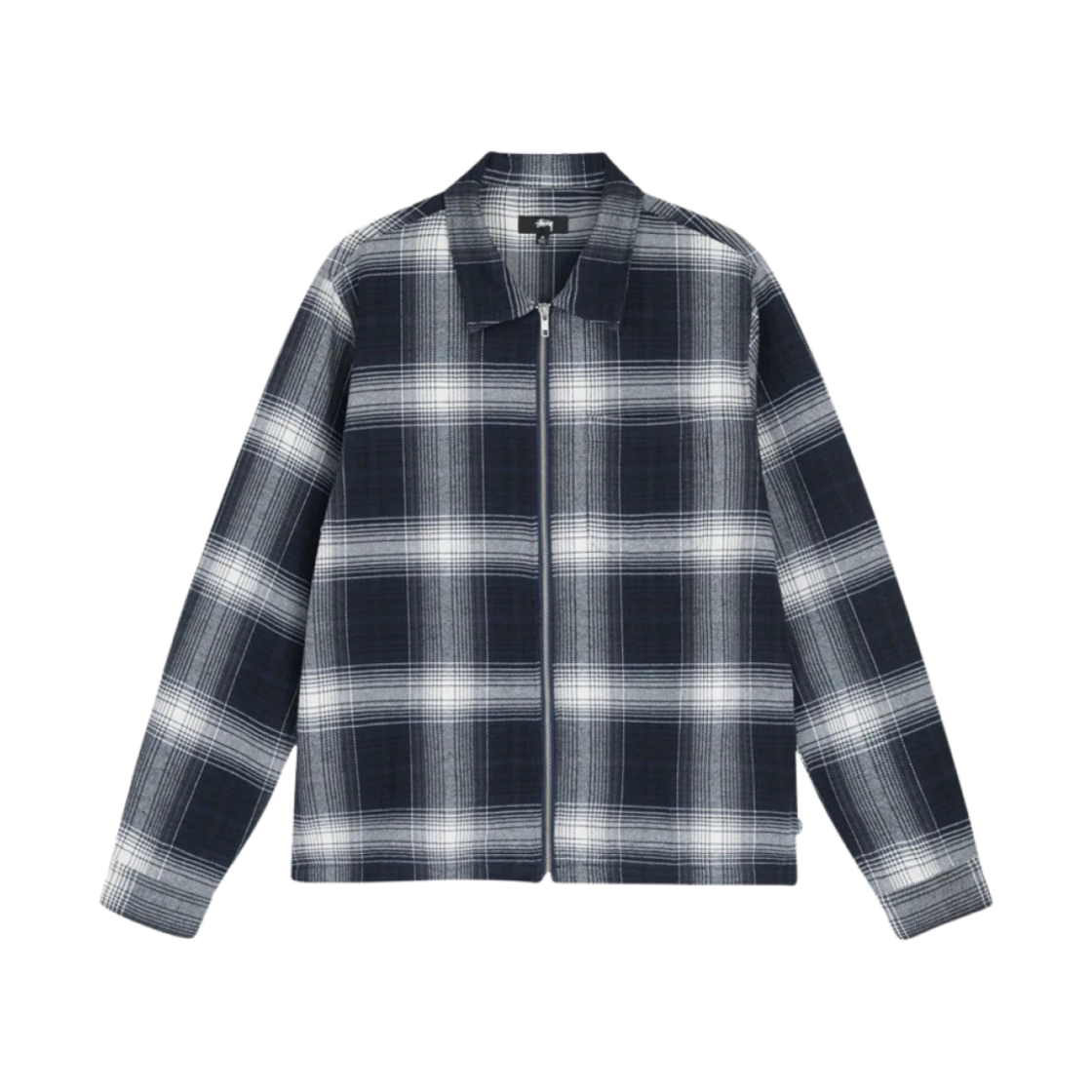 스투시 쉐도우 플래드 집 롱슬리브 셔츠 네이비