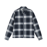 Stussy Shadow Plaid Zip LS Shirt Navy