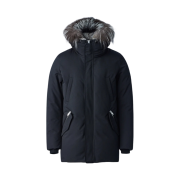 Mackage Edward 2-In-1 Down Parka with Hooded Bib and Silver Fox Fur Black Silver