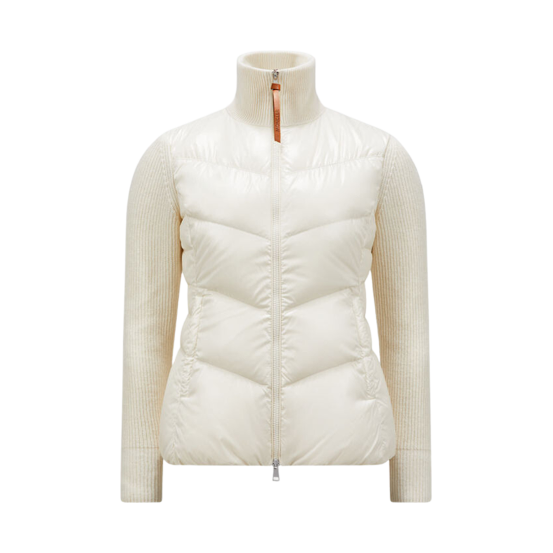 (W) 몽클레르 패딩 울 집업 가디건 화이트 - 24FW((W) Moncler Padded Wool Zip-Up Cardigan White - 24FW)