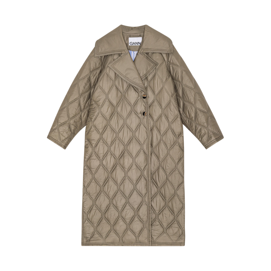 F8577-019 (W) Ganni Shiny Quilt Coat Fallen Rock
