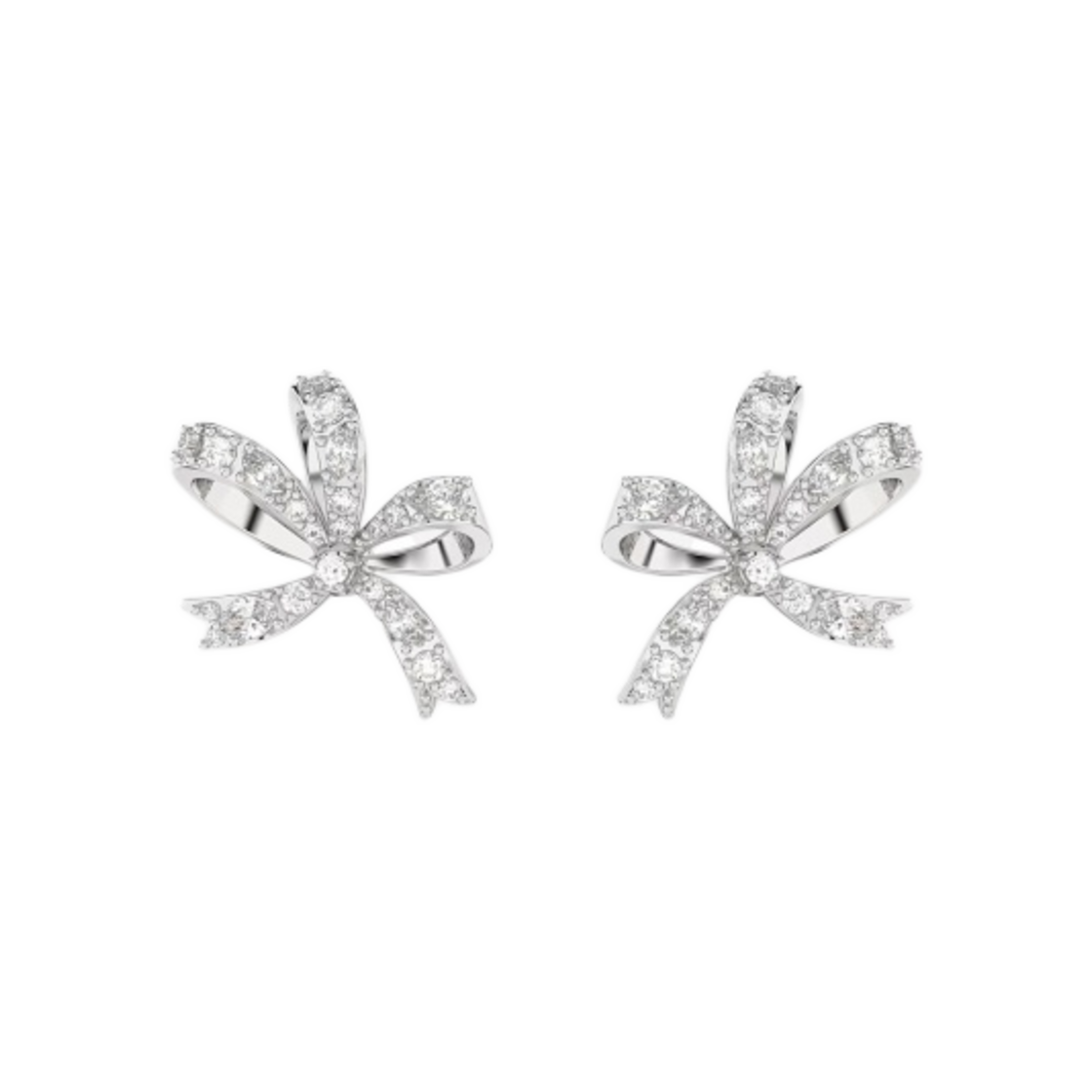 (W) 스와로브스키 볼타 스터드 이어링 보우 스몰 화이트 로듐 플래팅((W) Swarovski Volta Stud Earrings Bow Small White Rhodium Plated) - 1
